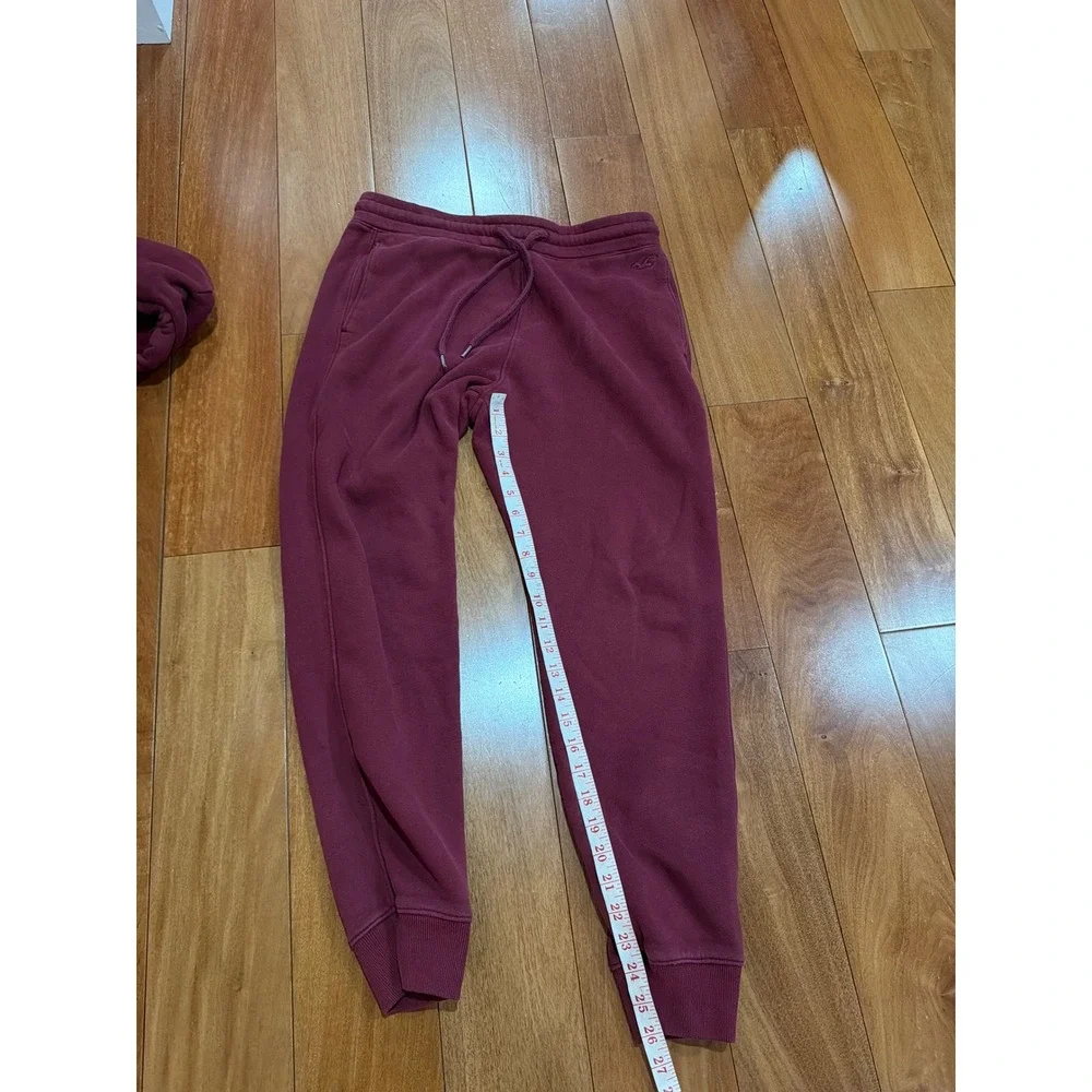 Hollister Sweatsuit Hoodie Jogger Set Burgundy Fleece Medium